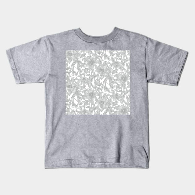 Gray Passion Fruit Flowers Kids T-Shirt by Carolina Díaz